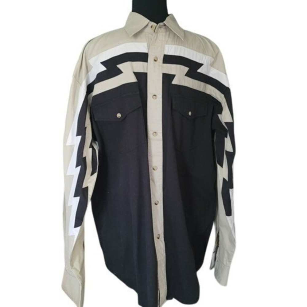 Wrangler Western Button Down Zigzag‎ Aztec Men Sz… - image 1